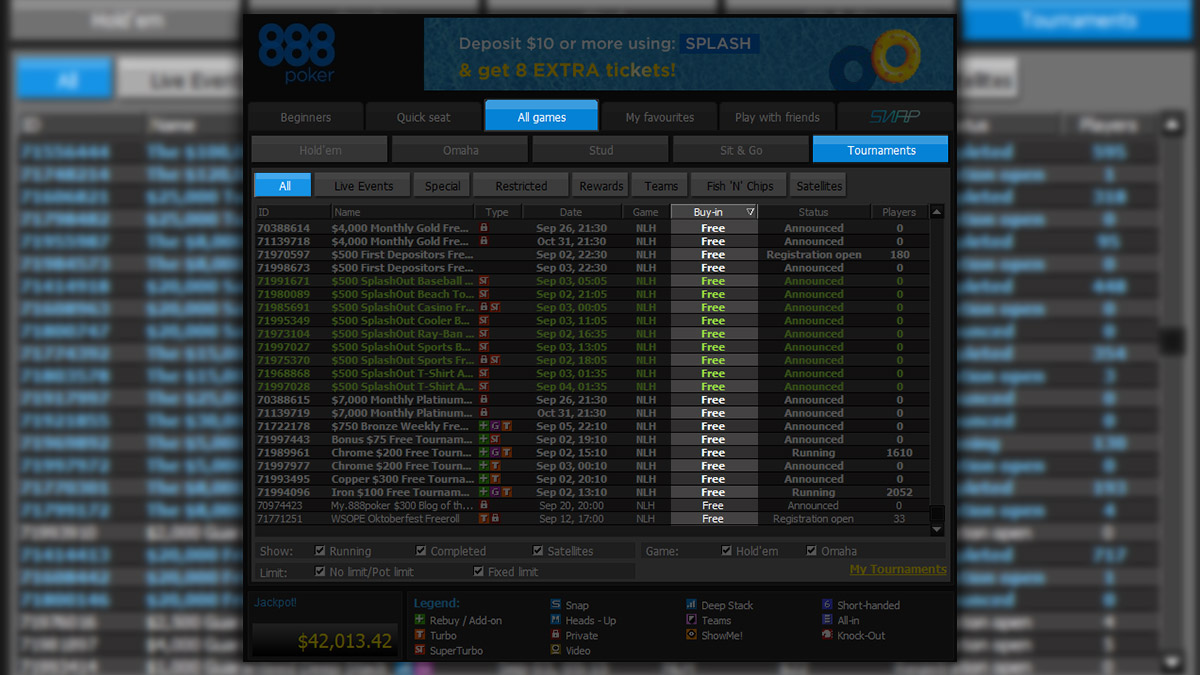 Free tournaments at 888poker software Free tournaments at 888poker software